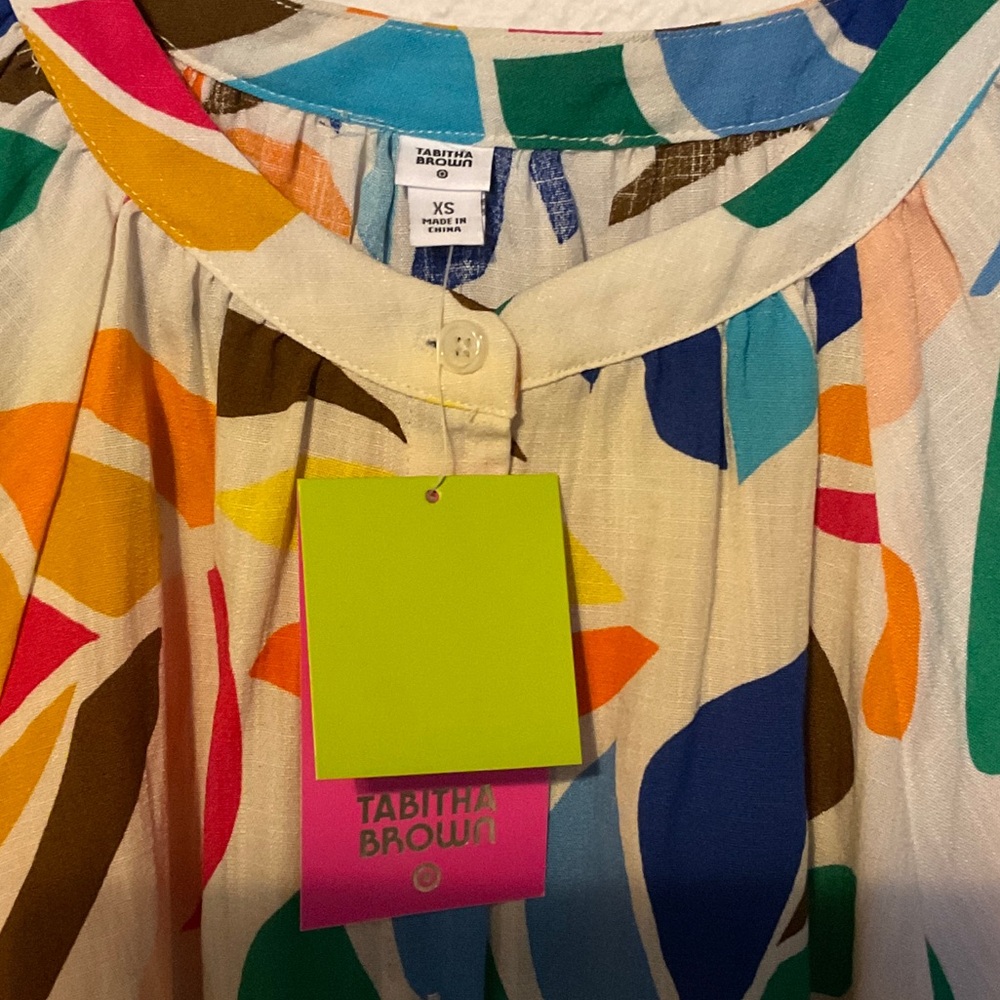 Tabitha Brown Button Down Shirt - Multicolor Leaf… - image 4